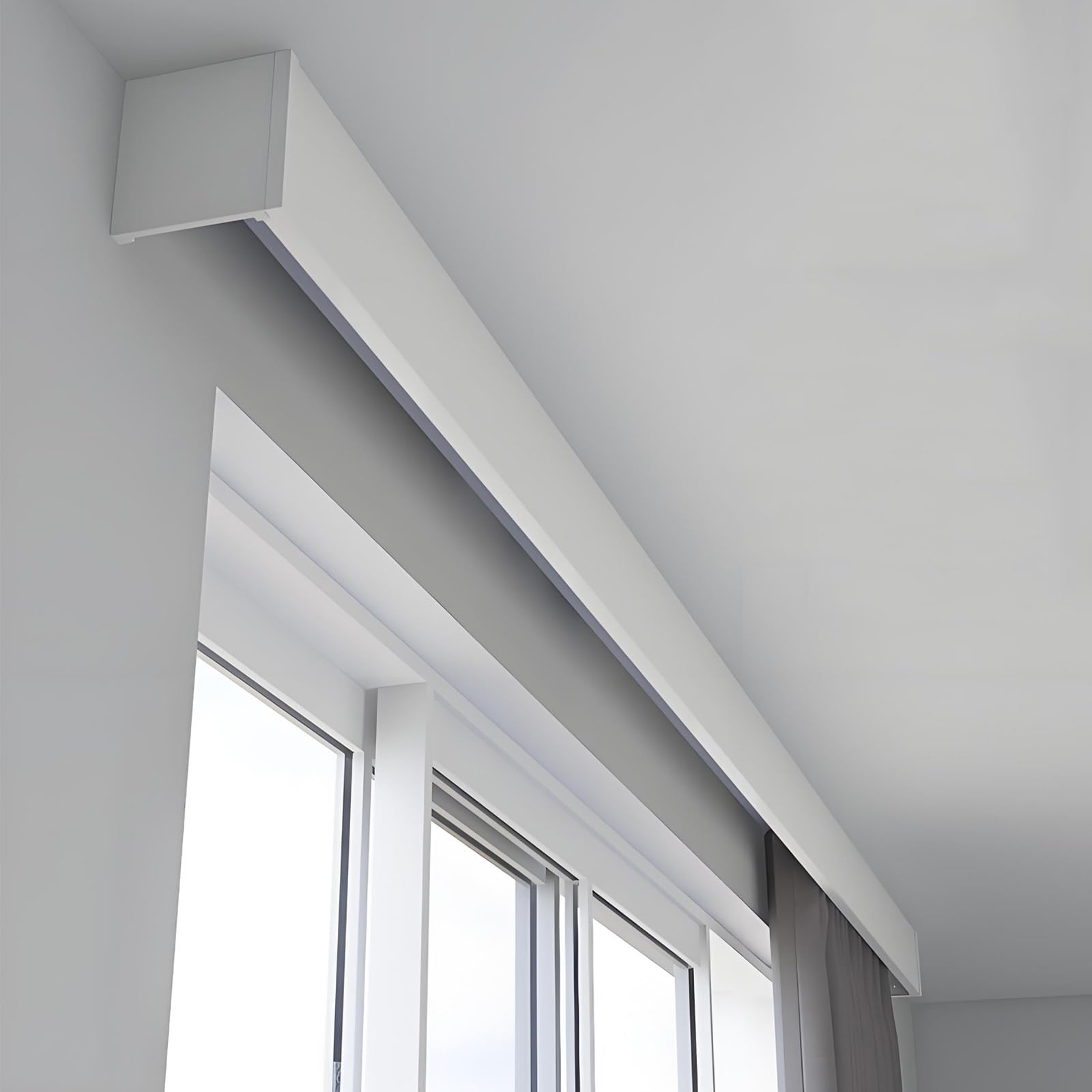 LTSRLL Integrated Curtain Box Track Blackout Heavy-duty Single Curtain Rail Sliding Curtain Pelmet With Rod Runners End Caps Bracket(White-a,500cm/16.4ft(4 * 125cm))