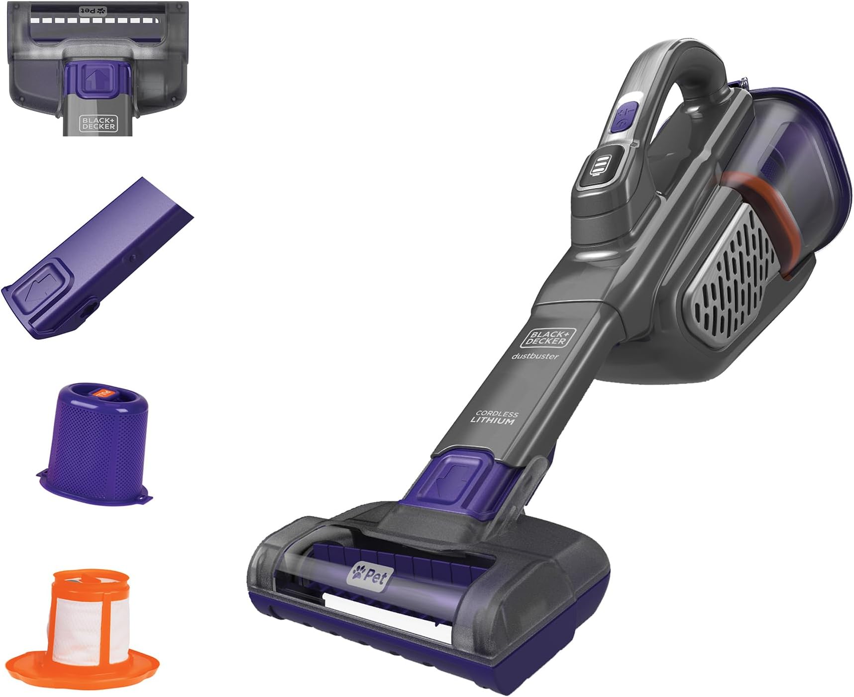 dustbuster furbuster Pet Hair Vacuum with Motorized Pet Hair Brush, Handheld Vacuum Cordless for Home and Car, Rechargeable, Portable, Powerful Suction, AdvancedClean (HHVK515JP07)