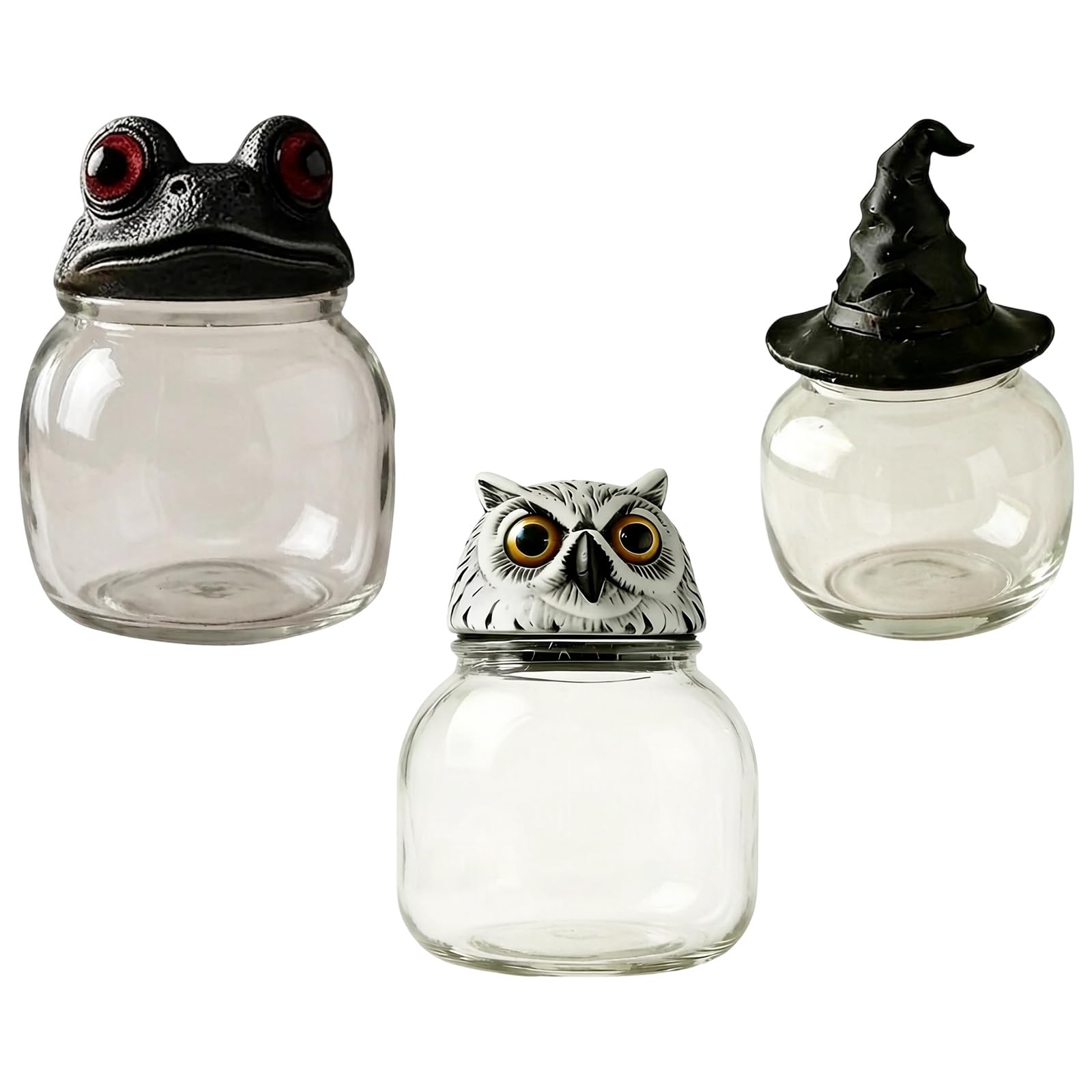 CUNZJIA Witch Frogs Spices Jars, Glass Storage Jars with Lids Gothics Kitchen Teas Food Storage Container