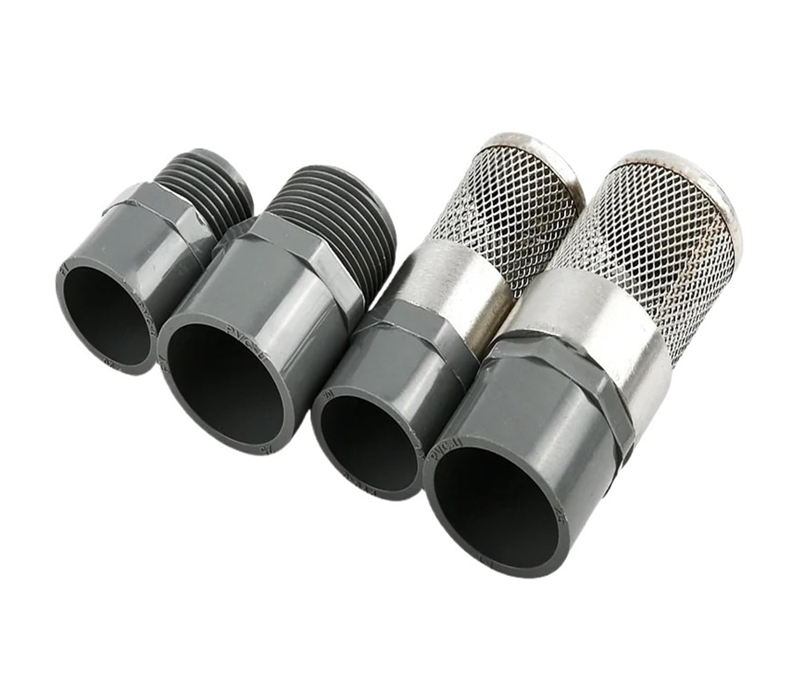 1/3 sztuk szary pcv gwint męski złącze proste nawadnianie ogrodu montaż rur filtry akwarium zbiornik na wodę zasilającą wspólne(50mm With Filter,1 piece)