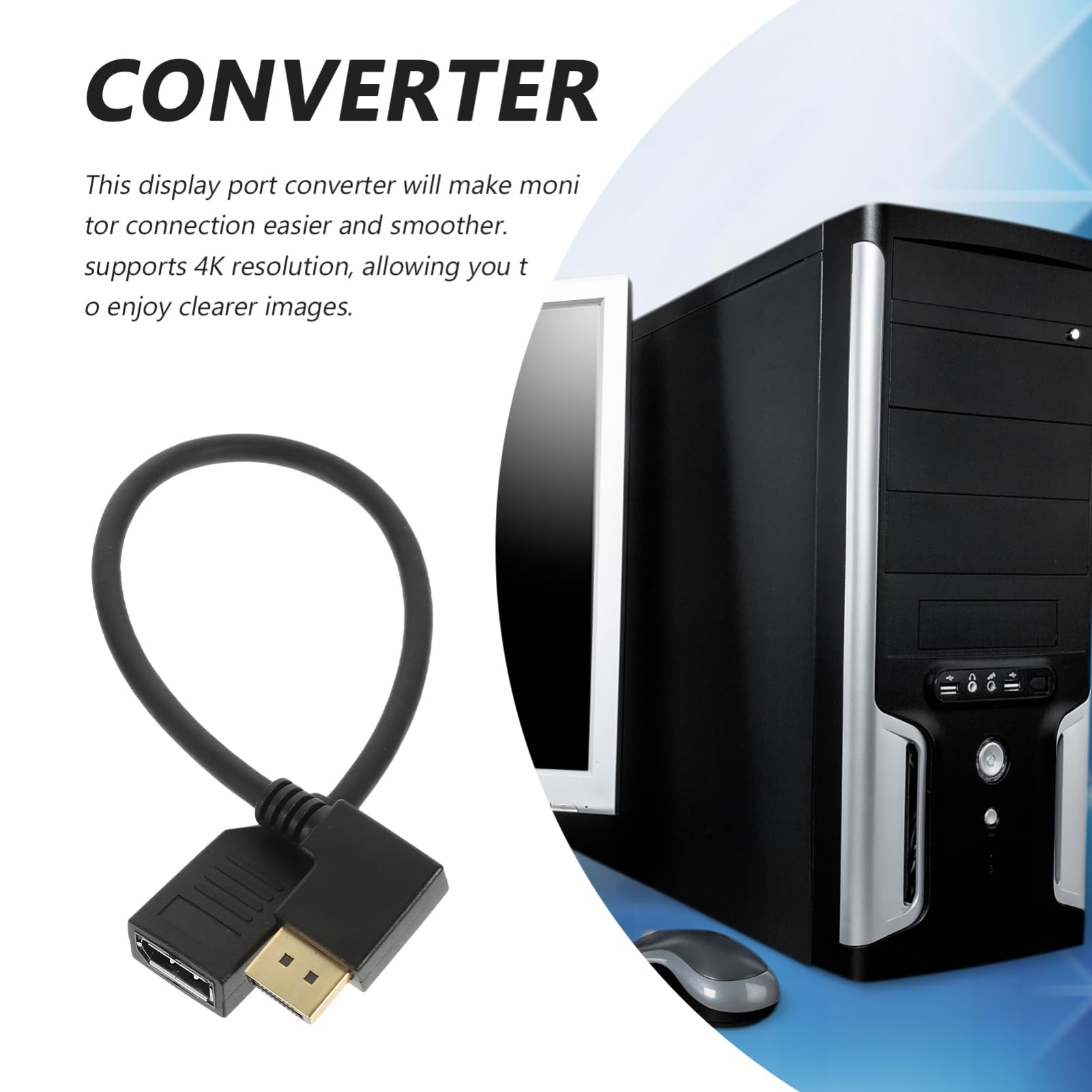 VICASKY Displayport Male to Female Extension Cable Right Angle Connector for Gaming Monitor Easy Installation Construction Compatible Pc and More