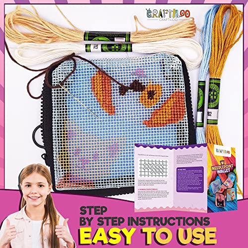 Pre-Printed-Needlepoint-Wallet-kit-for-Kids-Embroidery-Arts-and-Crafts-Sewing-Set-Cross-Stitch-CatDog Pre-Printed-Needlepoint-Wallet-kit-for-Kids-Embroidery-Arts-and-Crafts-Sewing-Set-Cross-Stitch-CatDog