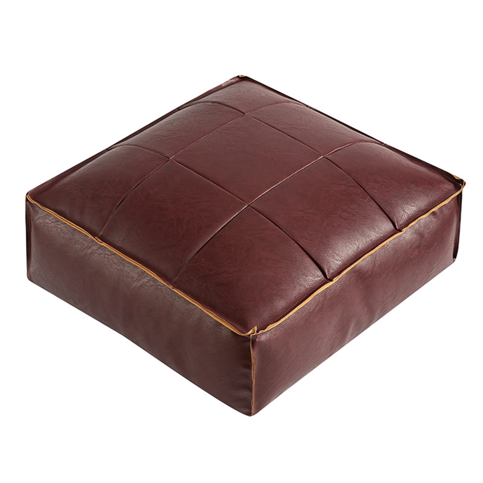 JINGYAN Chair Pads PU Pouf Floor Mat Wax Leather Embroidery Technology Footstool Futon Artificial Cushion(Purple,40x40x15cm)