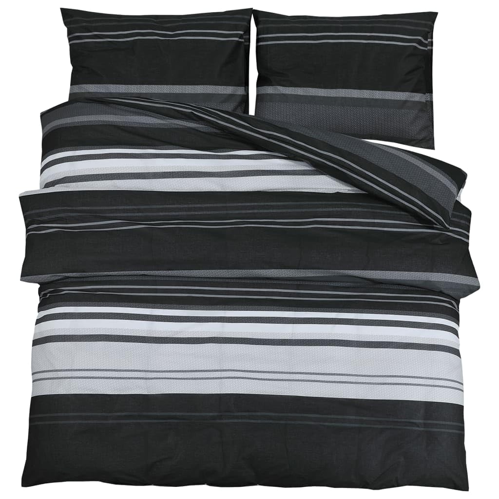 vidaXL Duvet Cover Set, Duvet Bedding Set for Bedroom, Slipcover with Button Closures, Pillowcase Bedspreads, Black and White 200x200 cm Cotton