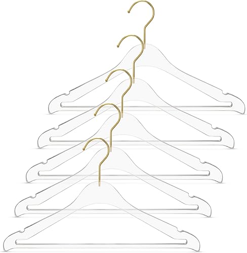 Miniatura 1 de ACRILO - Percha de acrílico transparente para trajes calidad de alta gama con gancho giratorio dorado para armarios de lujo