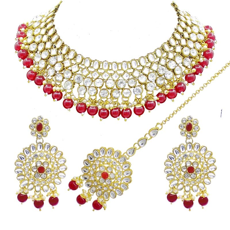See full amazon price history chart for SAIYONI Wedding Collection Classic Design Gold Plated Red Color Choker Necklace Earring With Maangtikka Jewellery Set SAIYONI Wedding Collection Classic Design Gold Plated Red Color Choker Necklace Earring With Maangtikka Jewellery Set (B09NVVT49R) Amazon Price History, Amazon Price Tracker