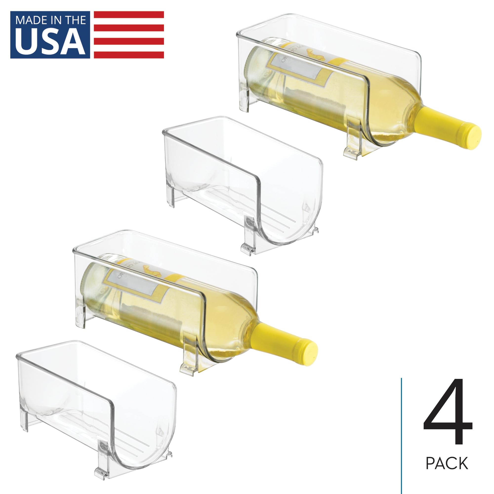 InterDesign iDesign Stapelbarer Flaschenhalter, 4er-Set, transparent | Für Wasser- oder Weinflaschen