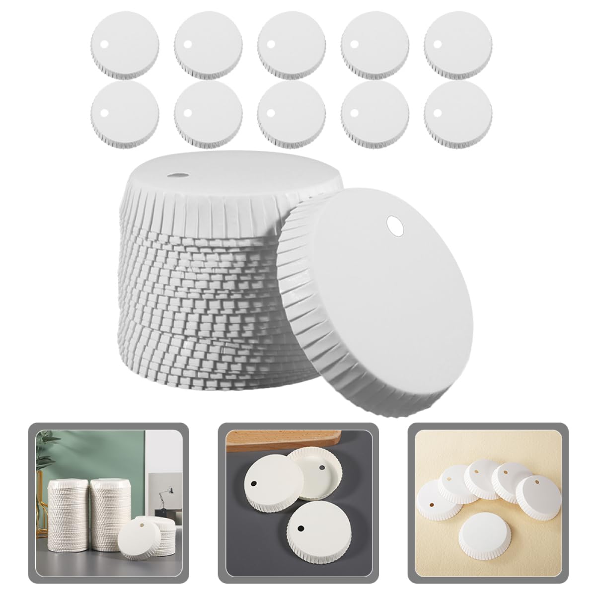 DECHOUS 200pcs Cups Cover for Paper Cups Disposable Paper Lids Round Shaped Design for Hotels Salons Beauty Parlors