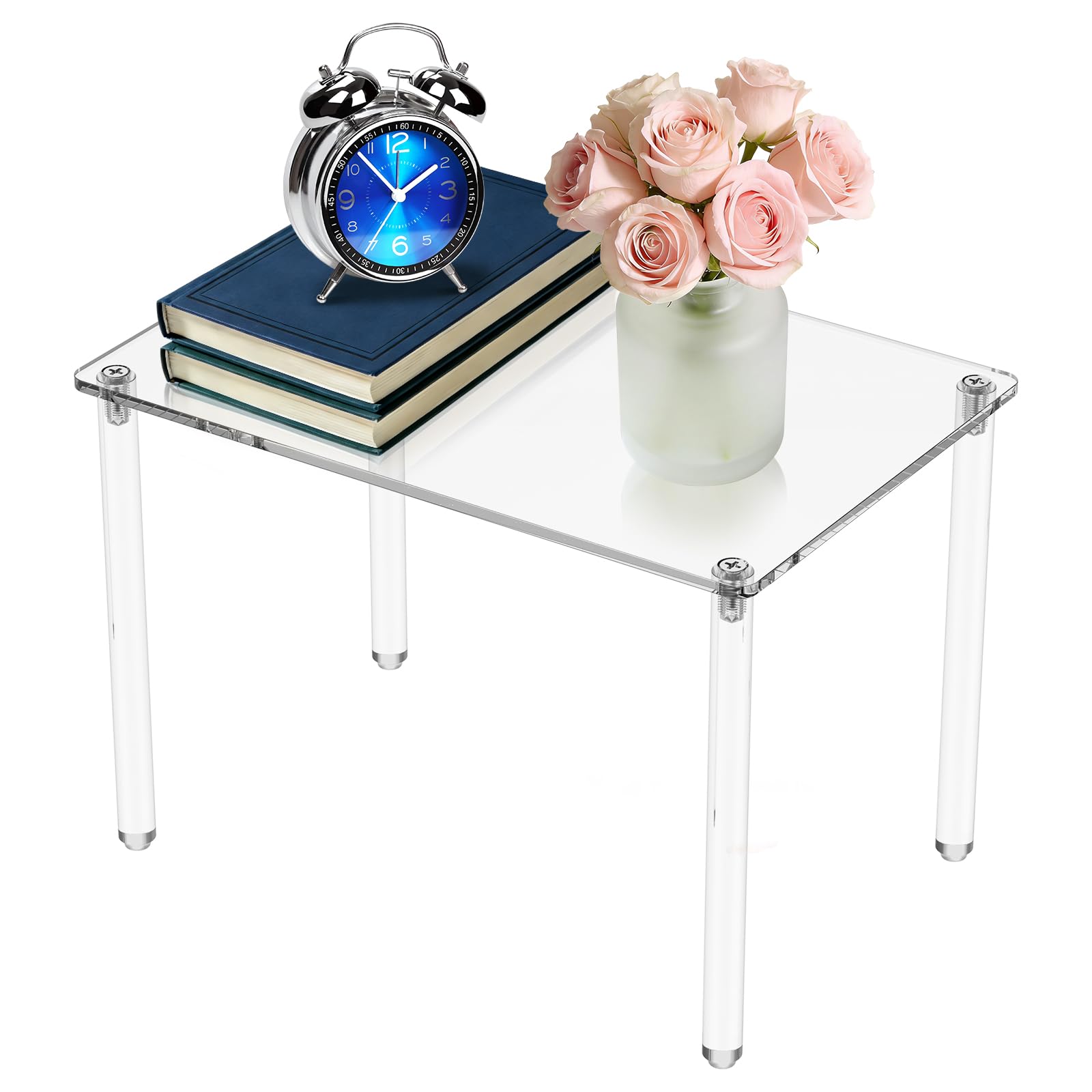 Zhjiutak Clear Display Riser,Plant Stands, 30X20x20cm Table Display Stand Rectangular 4 Leg Shelf Riser 5Mm Thick Acrylic For Decor Collectible Figure Cosmetics Desserts