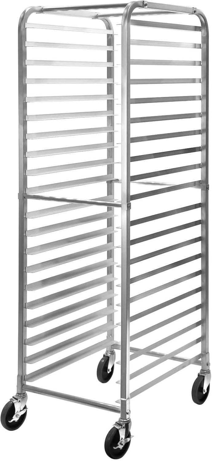 20-Tier Sheet Pan Rack, Bun Pan Rack, Aluminum Bakery Rack, Home Commercial Kitchen Bakery Cooling Rack, 4 Wheels