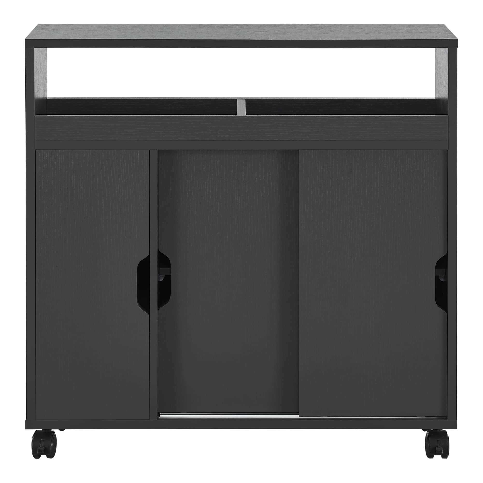 [en.casa] Mobile da Terra Salvaspazio per Bagno con Ante Scorrevoli Scomparti Chiusi e Ripiano Armadietto a 4 Ruote per Cucina Corridoio con Vani Aperti 71x70x20 cm - Grigio Scuro