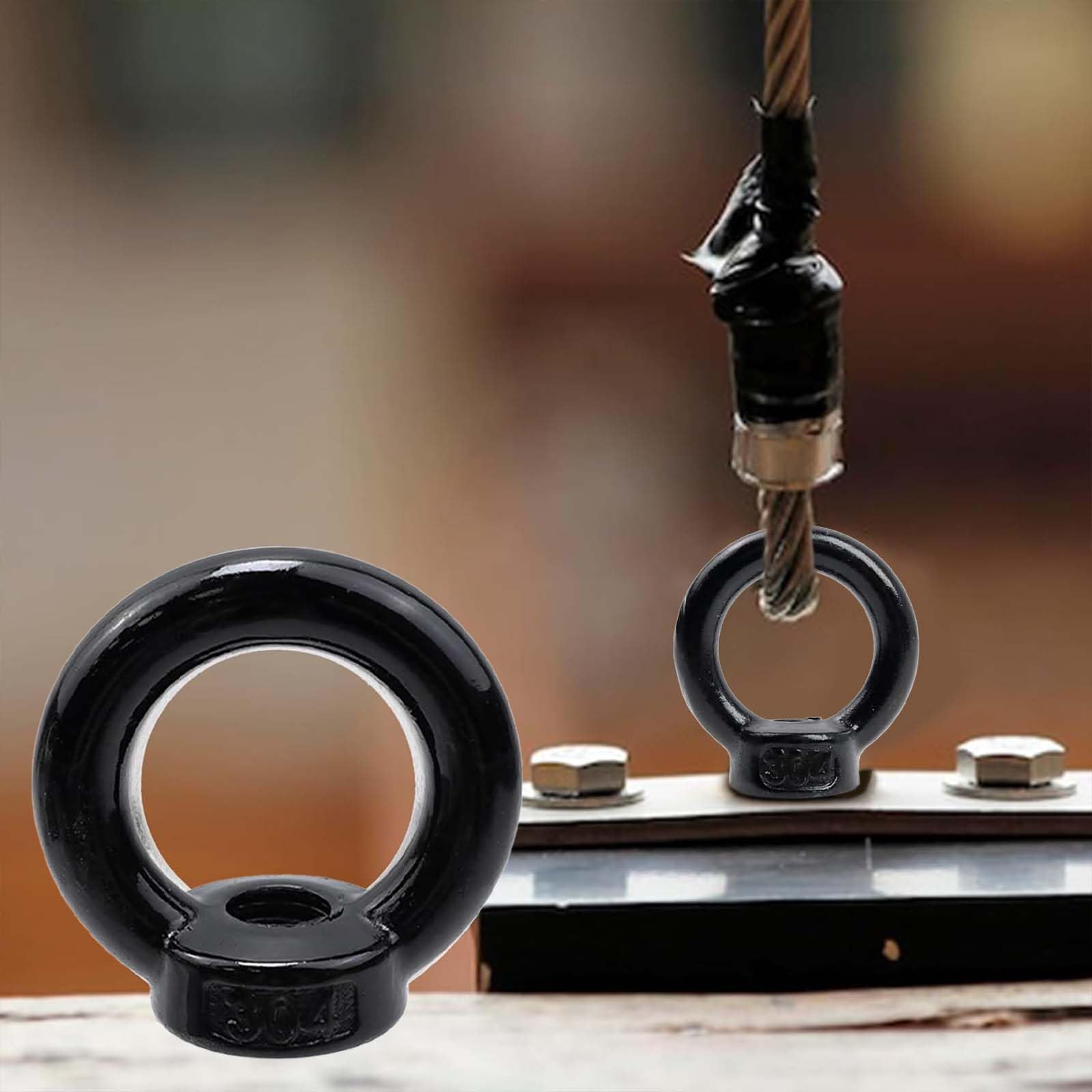 ORTAVA 5 dadi ad anello M6, dado con occhiello in acciaio inox, dado oculare, occhielli M6, acciaio inox A2 V2A, ossido nero, per appendere e fissare