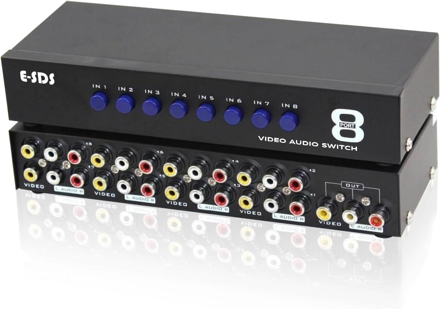 8-Way RCA Switch AV Switcher 8 in 1 Out Composite Video L/R Audio Selector Box for DVD STB Game Consoles