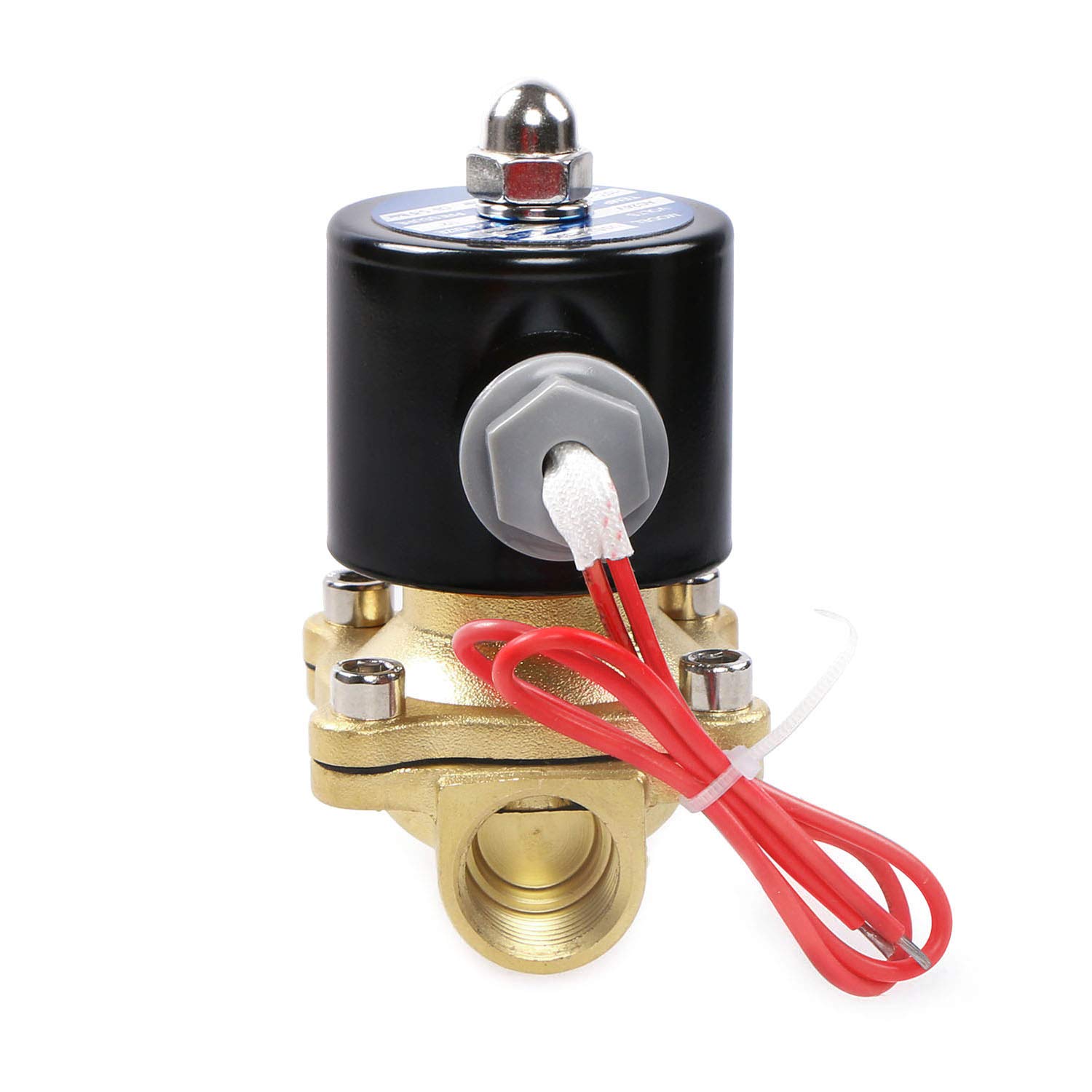 U.S. Solid Elettrovalvola in ottone 1/2" G – 24V DC, normalmente chiusa, guarnizione VITON, per aria, acqua, carburante