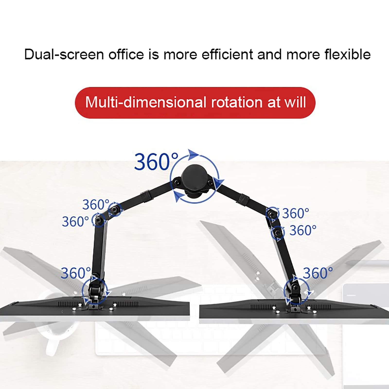 Supporto da Tavolo per TV, Supporto Doppio per Monitor da 10 A 27 Pollici, può Contenere 2 Schermi, Bracci Robusti Completamente Regolabili, Dimensioni Massime 100X100 Mm.