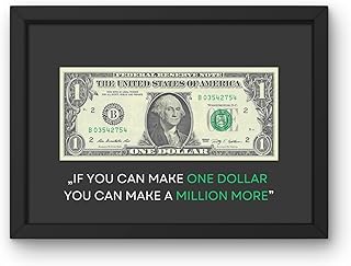 Generisch Motivation Wandbild mit echtem US-Dollar | Erfolg Poster für Unternehmer & Investoren | Hochwertiger Holzrahmen | Geschenk für Gründer, Büro & Homeoffice