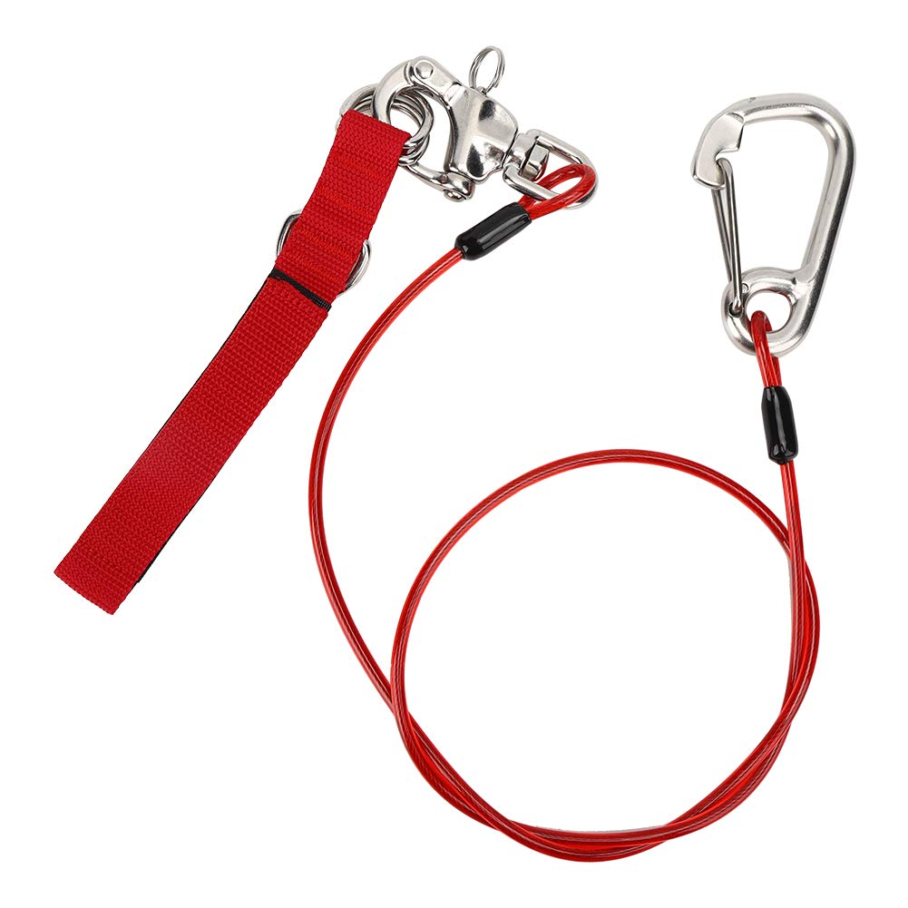 Laisse de Longe d'apnée, Corde de sécurité en Acier Inoxydable 316 Pro avec Mousqueton de Bracelet, Ligne de Vie sûre pour la Natation, la plongée en apnée et Les Sports