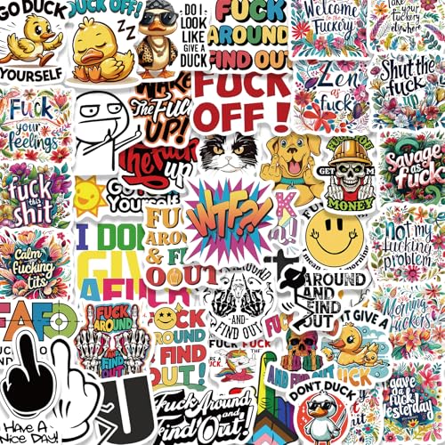 Calcomanías de palabras en F de tipografía gráfica con 55 diseños ofensivos 2