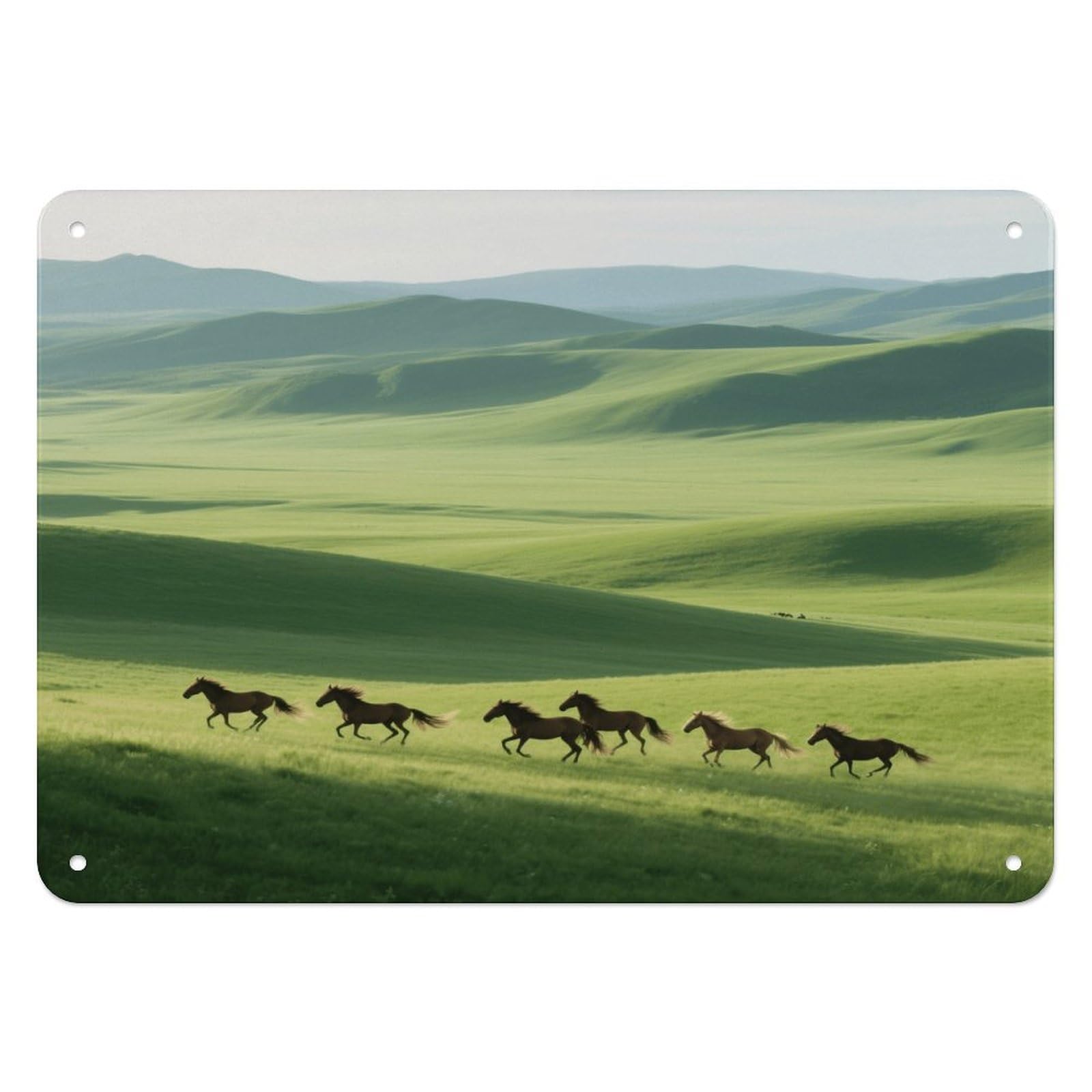 Fekiloot Style Grassland Horses Wall Decor Iron Painting Metal Sign