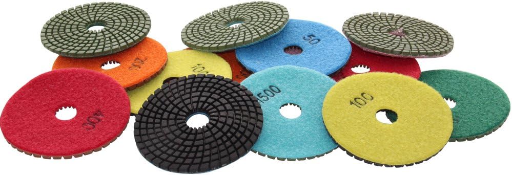 Easy Light Diamond Wet Polishing Pads Sanding Grinding Discs Tools 3 Inch Grit 50#-3000# (7 Pcs Set) for Granite Marble Stone