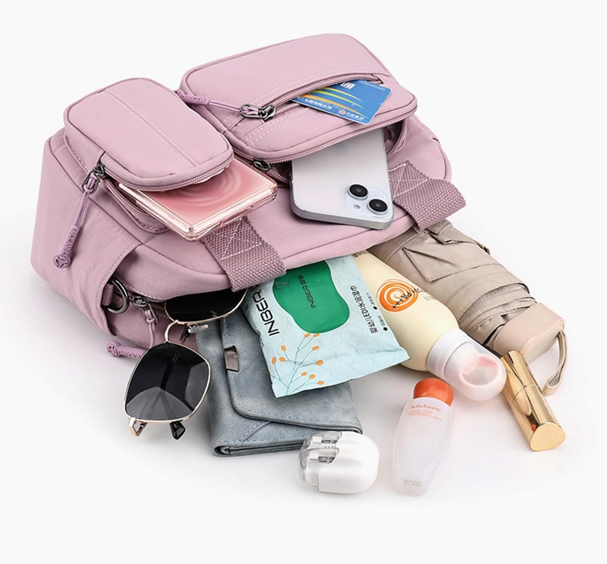 Nylon Crossbody Bag for Women Multi-Pockets Shoulder Hobo Purse Casual Underarm Satchel Commute Top Handle Tote Handbag - Image 6