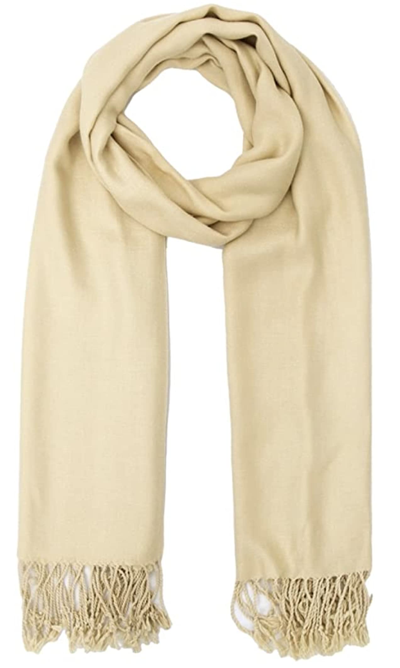 World of Shawls Plain Pashmina Scarf Hijab Shawl Stole Wrap Viscose (Beige)