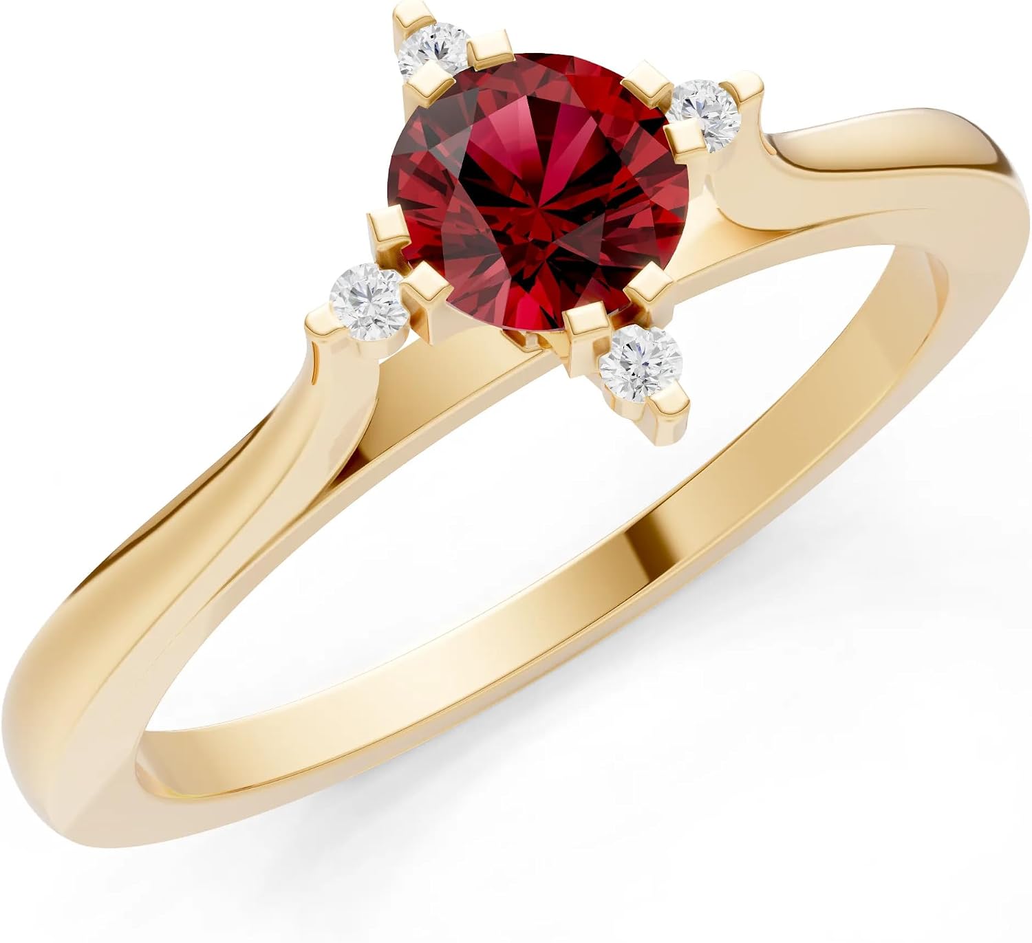 PEORA Round Cut Garnet Stackable Band Available in Solid 10K, 14K or 18K Ring – White, Yellow or Rose Gold