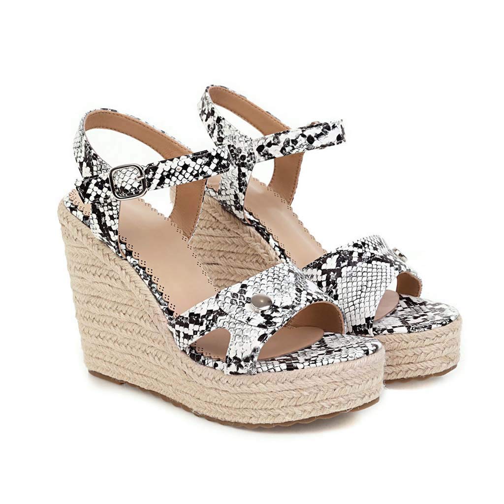 Generico Sandali Trekking Donna Comode Camminata Ortopediche Per Zeppe Infradito Piatto Stampa Serpente Con Cinturino Fibbia Sportivi Scarpe Da Estive Eleganti Sandalo Comodo Montagna Sandaletti