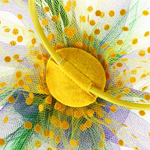 Image of DRESHOW Fascinators Hat Flower Mesh Ribbons Feathers on a Headband and a Clip Tea Party Headwear for Girls and Women