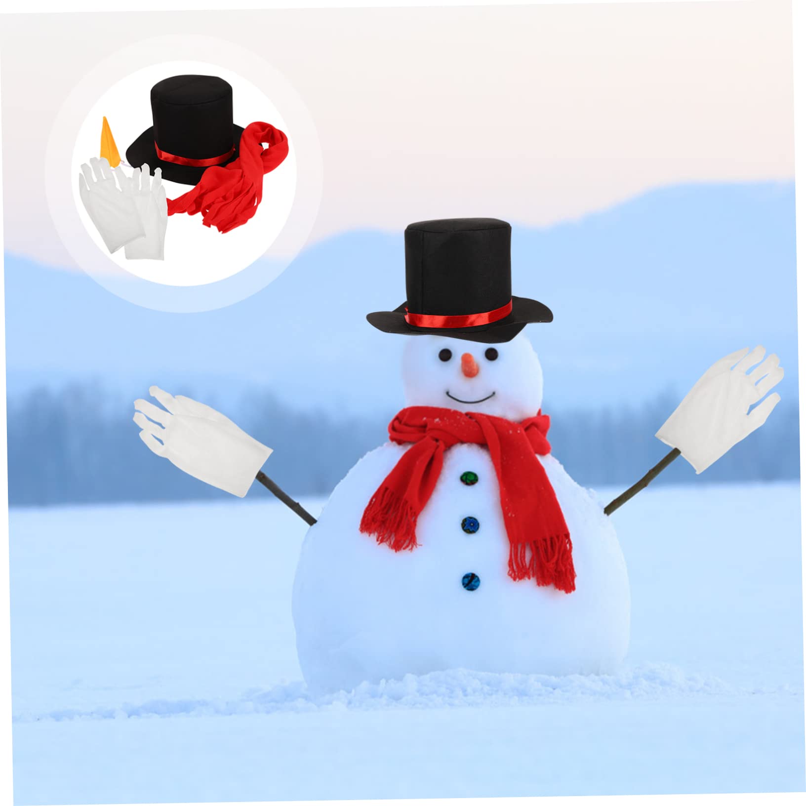 2 Sätze Schneemann verkleiden sich Schneemann Weihnachtsdekoration schneemann bausatz weihnachtsparty accessoires Weihnachtsfest Zubehör Schneemann- Weihnachtsschneemannmütze