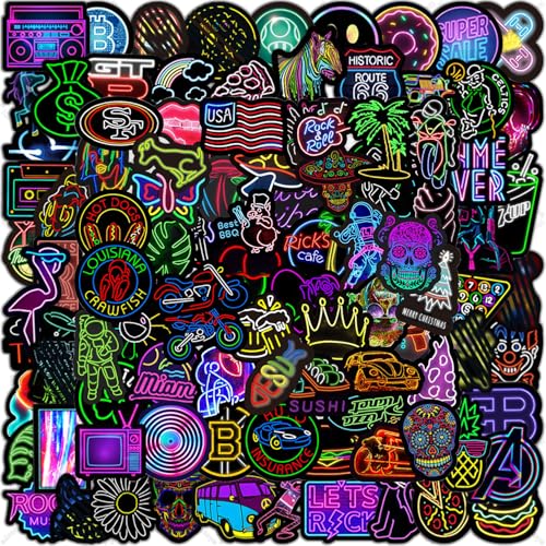 Huaxintoys Autocollants Graffiti Néon Vintage pour Skateboard, Ordinateur Portable, Valise, Casque, Moto, Voiture, Vélo, Ordinateur pour Enfants et Adultes...