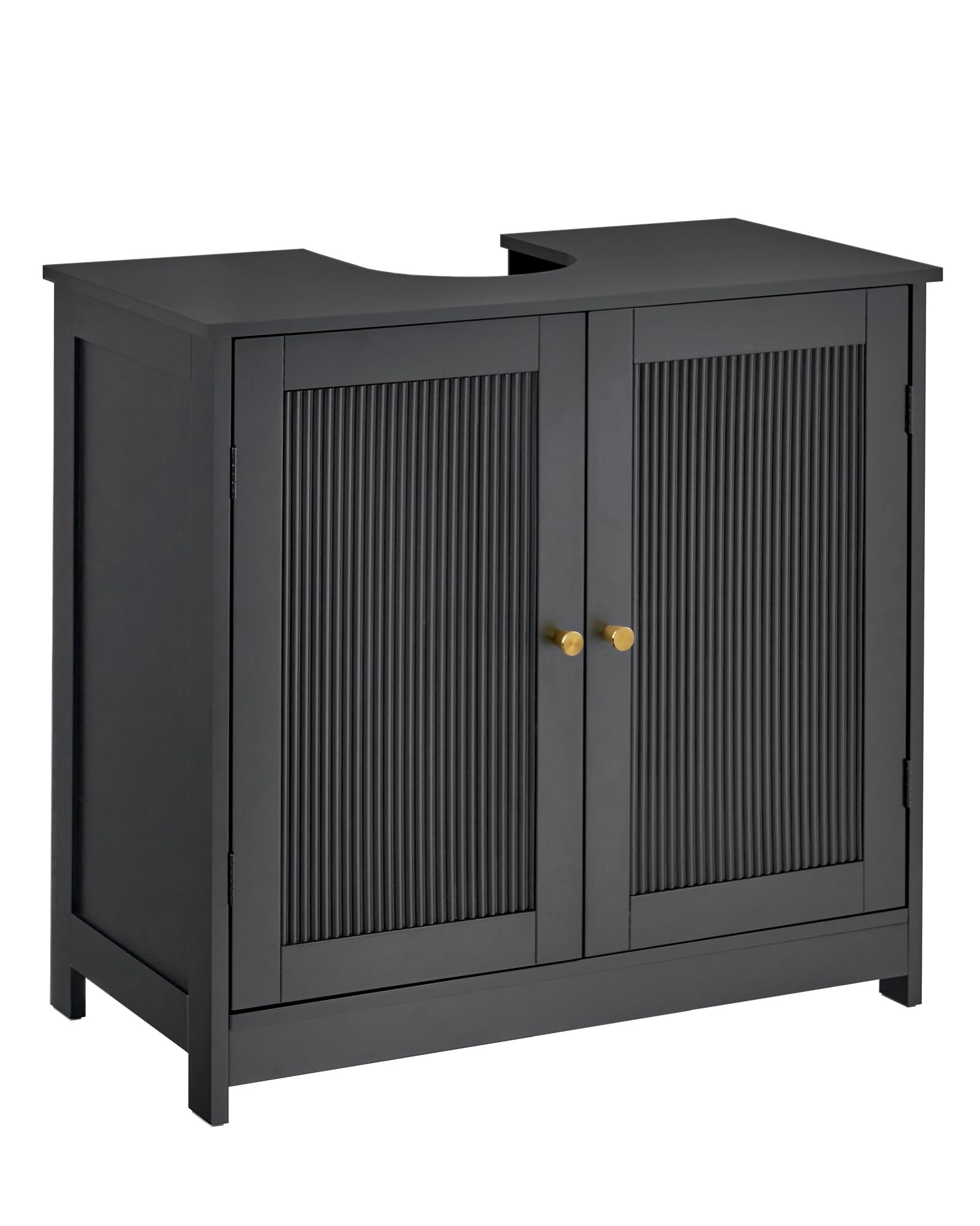 Cozivellia Bathroom Vanity Sink Cabinet with Fluted Doors in Black