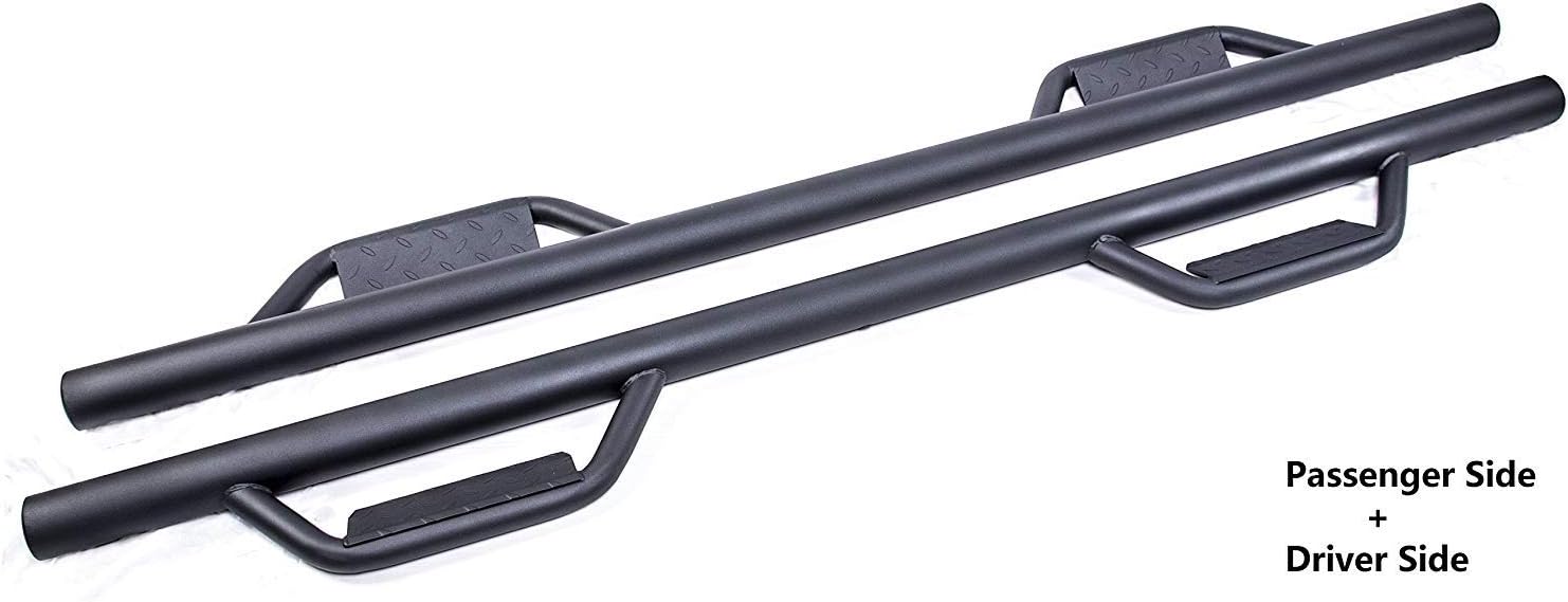 Ajaa 2007-2018 Fit Silverado Sierra Crew Cab Black Hoop Running Boards 4 Full Door (NO Diesel/Not fit 2019) (Nerf Bars | Side Steps | Side Rails)