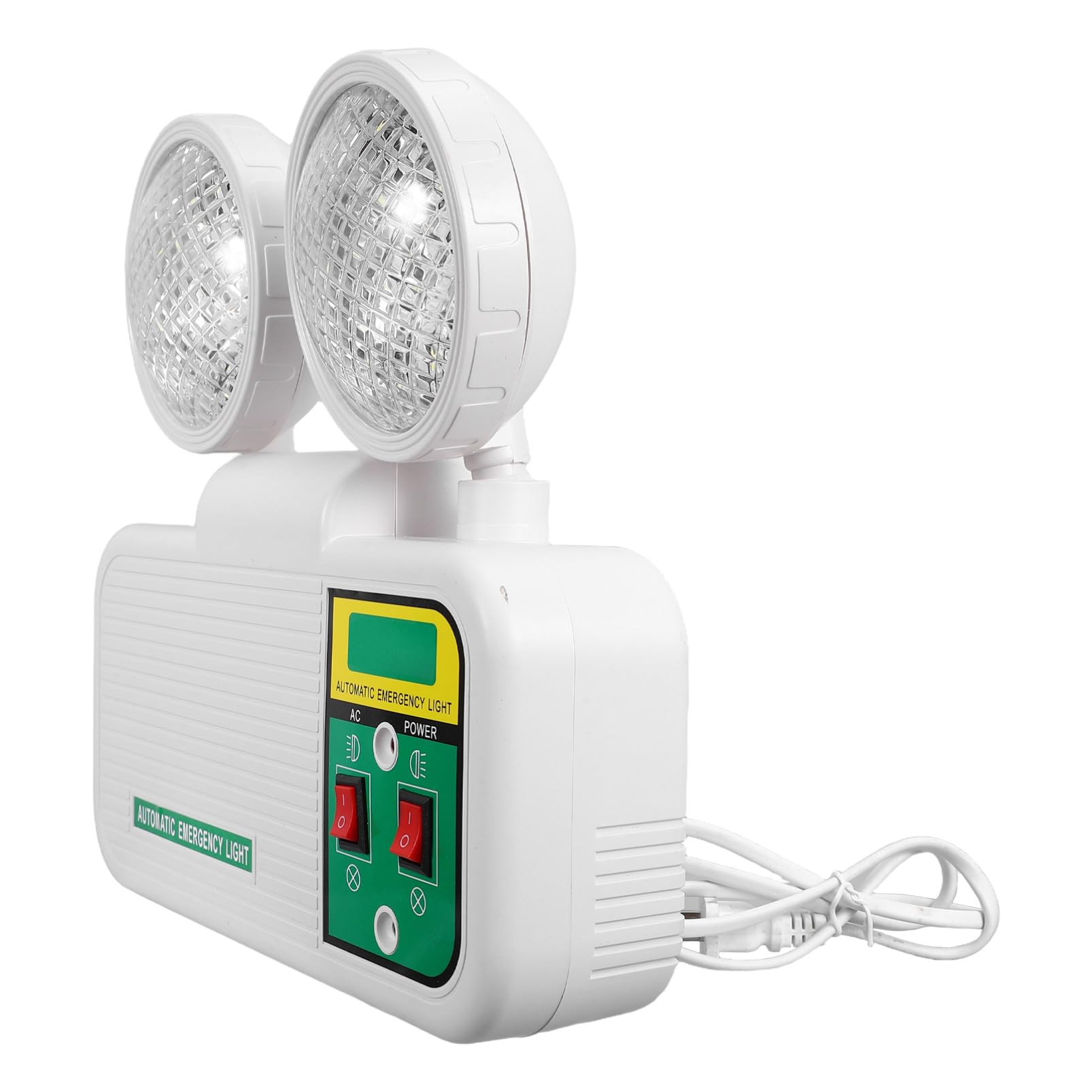 Gatuida Lampada di Emergenza a Doppia Testa LED Bianca da Parete | Plastica, per Vie di Evacuazione e Corridoi, Uso in Uffici e Magazzini