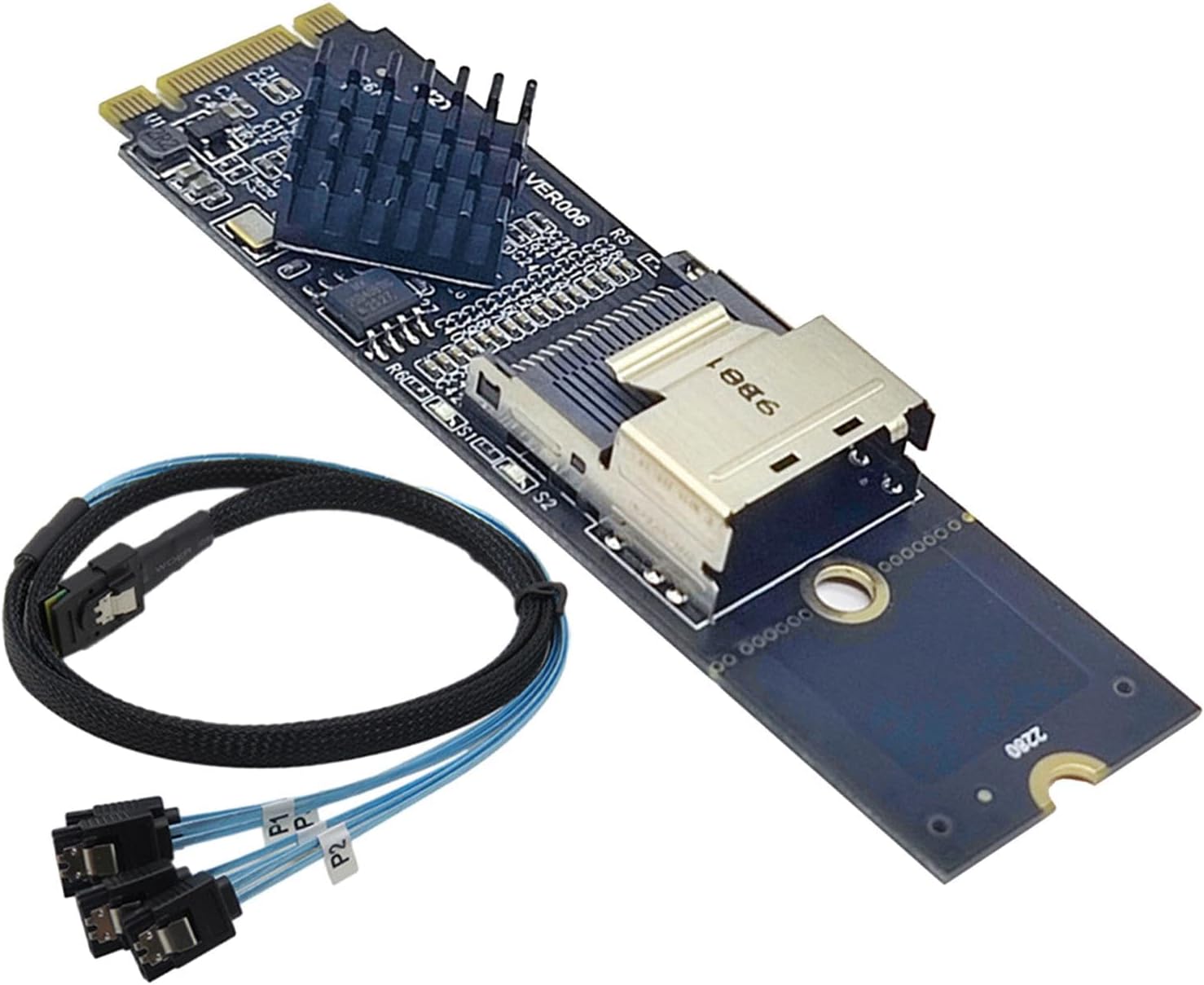 High-.2 NVMe to Mini 36 Pin SFF-8087 SATA Adapter Card, with Cable, 8cmx2.23cm