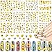 24 Feuilles de Stickers d’Ongle Tournesol Autocollants d'Eau d'Art d'Ongle Fleur Florale Feuilles de Tatouages d'Ongle de Transfert Filigrane de Petit Tournesol Sticker d'Ongle de Tournesol