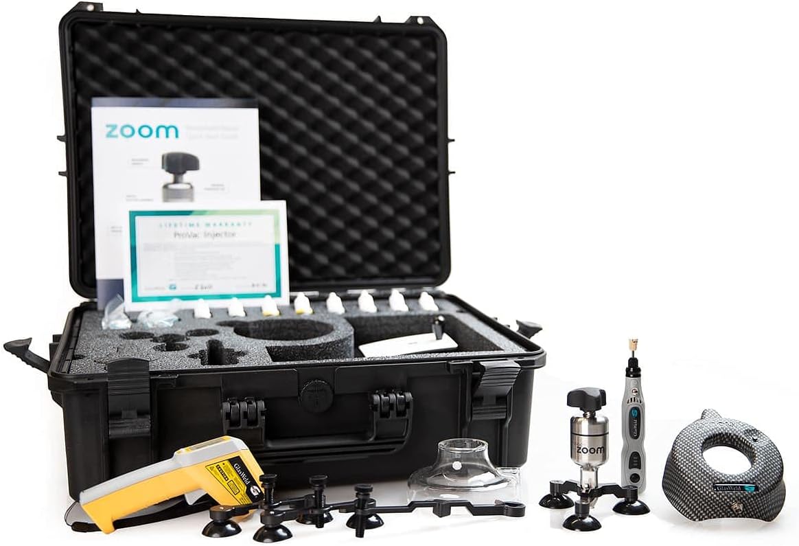 Business Pro Windshield Repair Kit Zoom Windshield Repair Injector and ProCur Smart LED UV Curing Light, The Business Pro kit