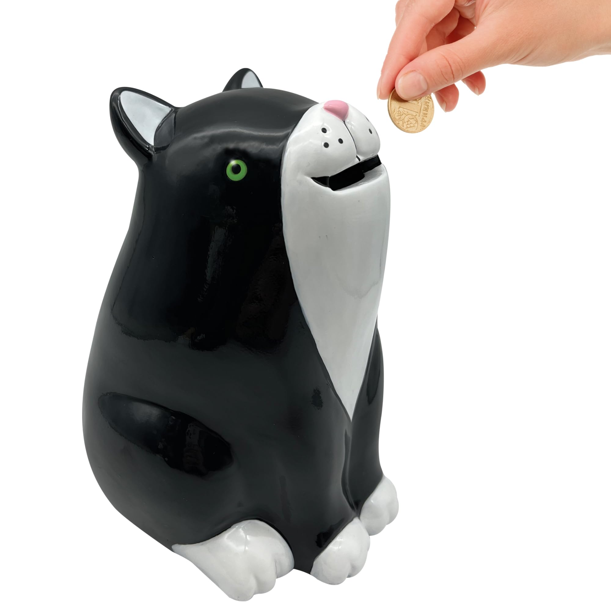 House Of Marbles Multicolor Fat Kitty Money Box - Ceramic Cat Piggy Bank For Kids & Adults, Coin Saving Bank Gift