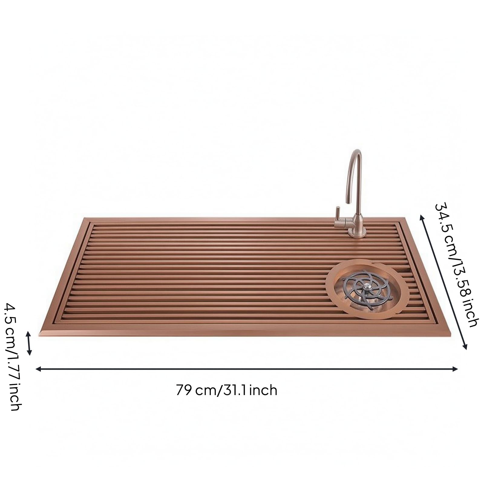 Station de Préparation de Café Plateau d'Égouttage Planche à Rinçage Actionnement par Pression Bac de Récupération Inox Cadre Résistant Adaptée aux, Or Rose, Nouveau Style Chinois