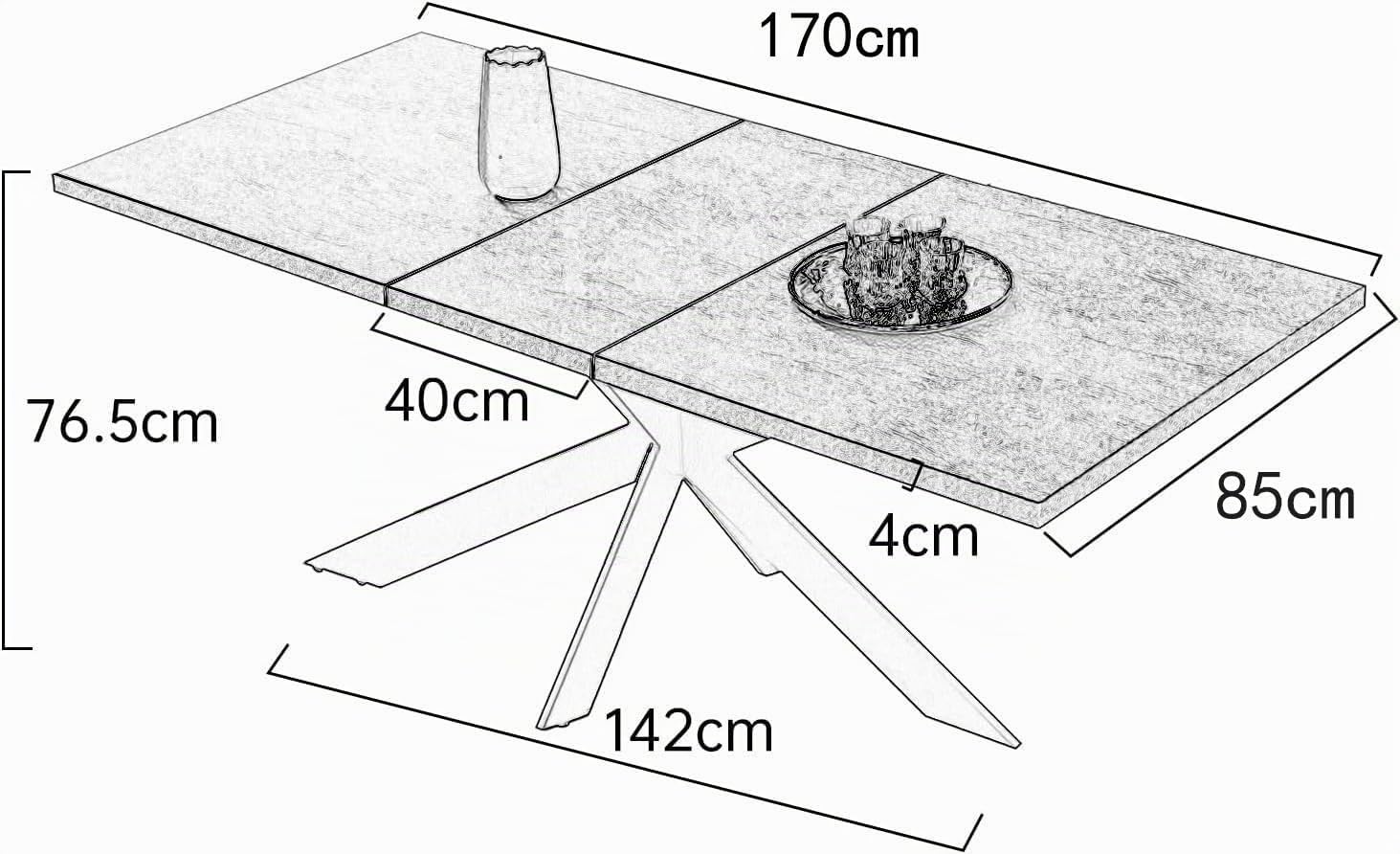 JIEXI Grupos de Comedor para 4-6 Personas, Mesa de Comedor Extensible con sillas, Moderna Mesa de Madera MDF Gris, Adecuada para salón, Cocina (Mesa de Comedor de 130-170 cm)