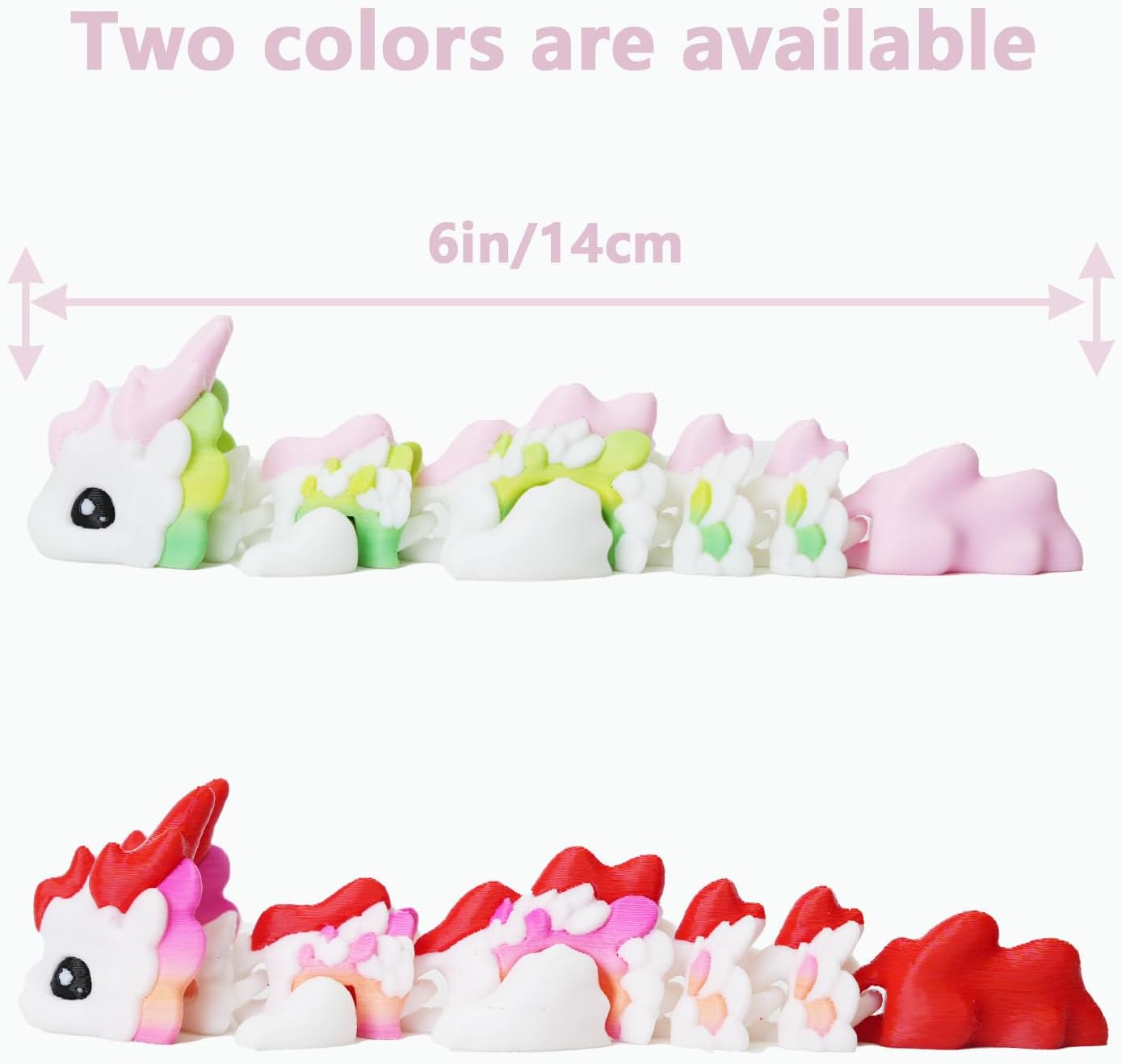 Cute 3D Printed Dragon, 6" Articulated 3D Printed Fidget Toy, Cute 3D Printed Animals Desk Decor for Christmas Birthday Gifts - Image 2