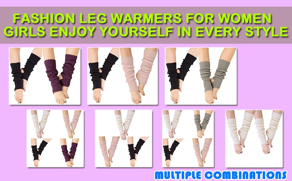 Image of YUANQIAN Women Winter Extra Soft Long Legwarmer Warmer Knitted Stirrup Leg Warmers for Yoga Ballet Dance