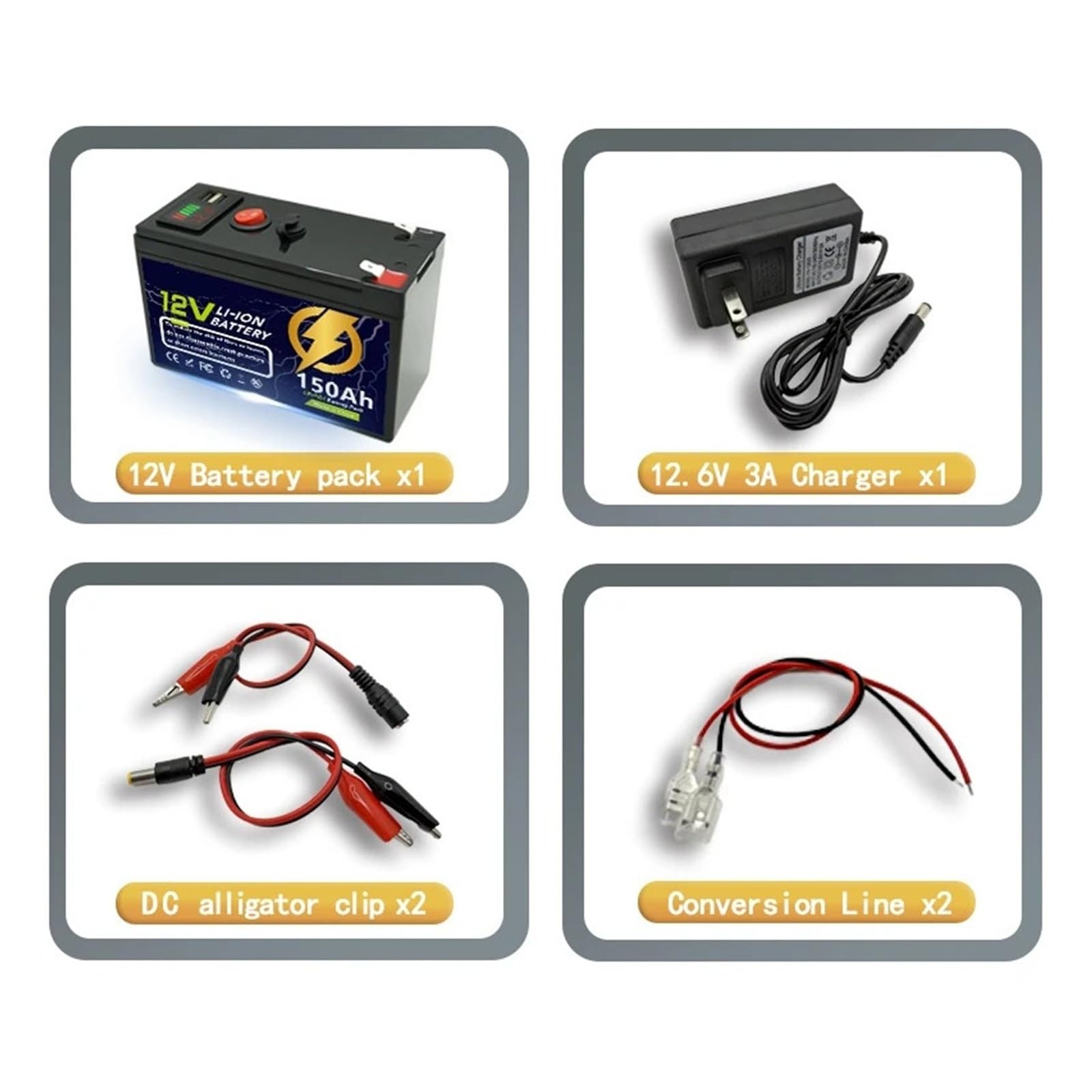 Batteria al litio LiFeP04 da 12 V 60-150 Ah con BMS integrato for applicazioni di ricarica solare, fishfinder, campeggio all'aperto, marine e fuori rete(12V 100Ah)