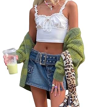 Amazon.com: Women's Y2K Jeans Skirt Low Waist A-Line