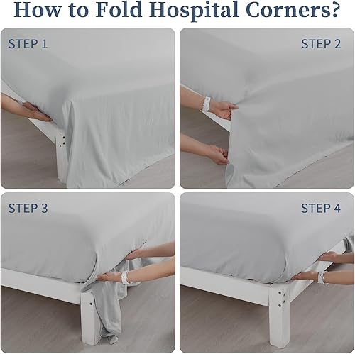 Miniatura 4 de HOMBYS Sábanas encimeras extra grandes, color gris claro, tamaño King, suaves, duraderas, suaves y transpirables, 120 x 120 pulgadas