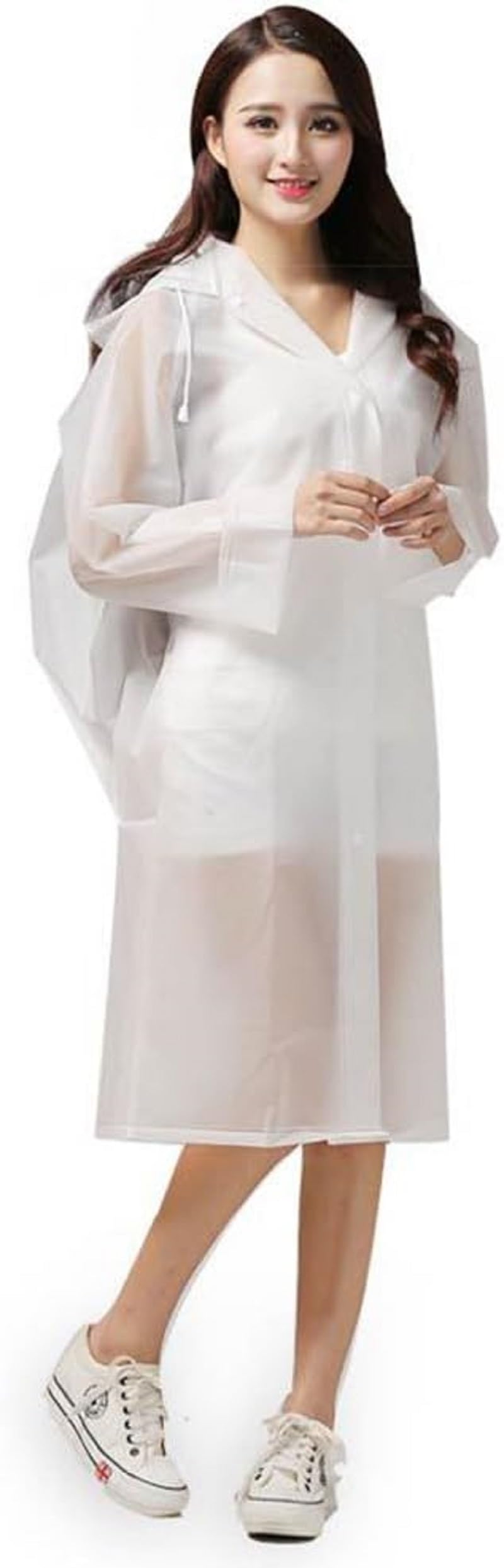 GenericRaincoat Reusable Rain Poncho Long Waterproof EVA Clear Rain Wear Portable Rain Coat Wear with Hoods and Sleeves