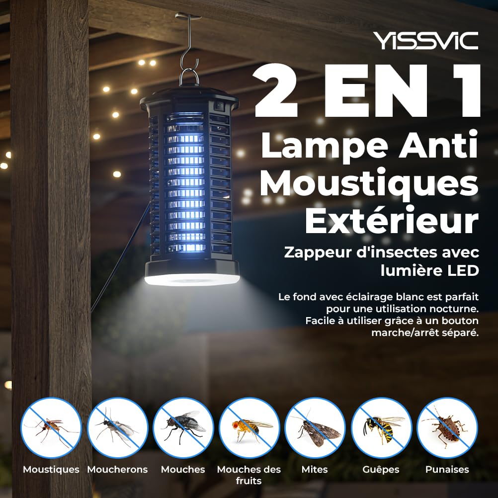 YISSVIC Anti-Mücken-Lampe, elektrisch, 20 W, UV-Lampe, Insekten
