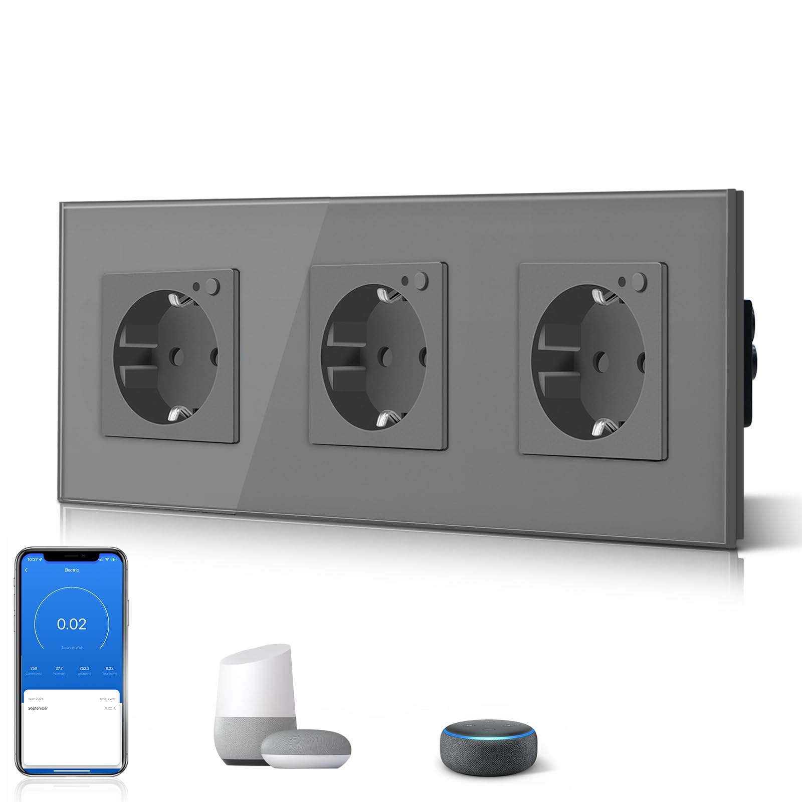 BSEED Enchufe Inteligente con 20W USB y Tipo C,Mate Enchufe Pared Wifi con Medidor Consumo,Control Remoto por APP & Voz,Requiere Cable Neutro,1 Enchufe,Blanco 86mm — view 69