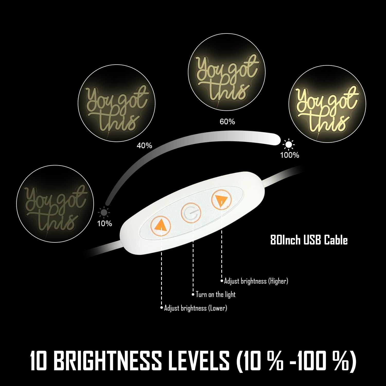 You Got This Neon Sign for Wall Decor Inspirational Neon Led Sign Dimmable You Got This Sign for Home Office Decor Neon Light up Sign Neon Wall Sign for Bedroom Living Room Party Gift - Image 3