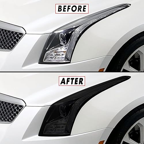 Miniatura 4 de SlickMod Tinte de humo de vinilo precortado para faros Cadillac ATS 2013-2019 (2. párpado de faro, 20 % humo oscuro)